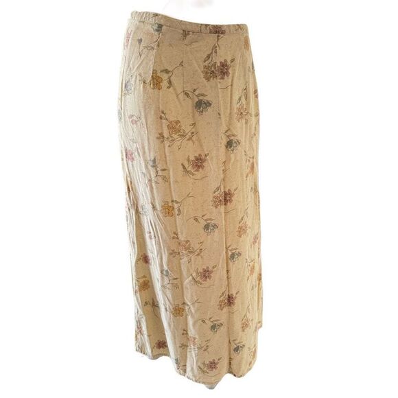 Eddie Bauer women’s size 6 cream wildflower button up maxi skirt 90’s high waist - Picture 2 of 6